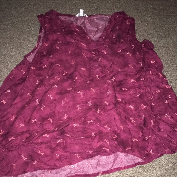 Burgundy/Pink Sleeveless Sonoma Button Up - Picture 1 of 1